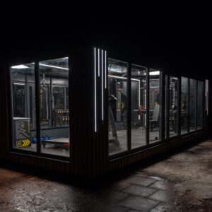 Mobilna Siłownia Kontenerowa   GYM BOX z płyty warstwowej 6x3m